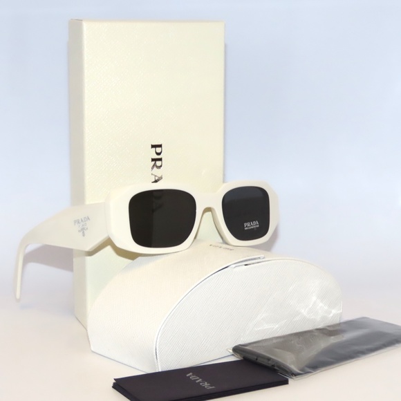 Prada SPR17WS 17 1425S0 Talc Dark Gray Sunglasses - Picture 4 of 6